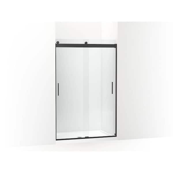 KOHLER Levity 45-48 in. W x 74 in. H Frameless Sliding Shower Door in Anodized Dark Bronze with  Crystal Clear Glass