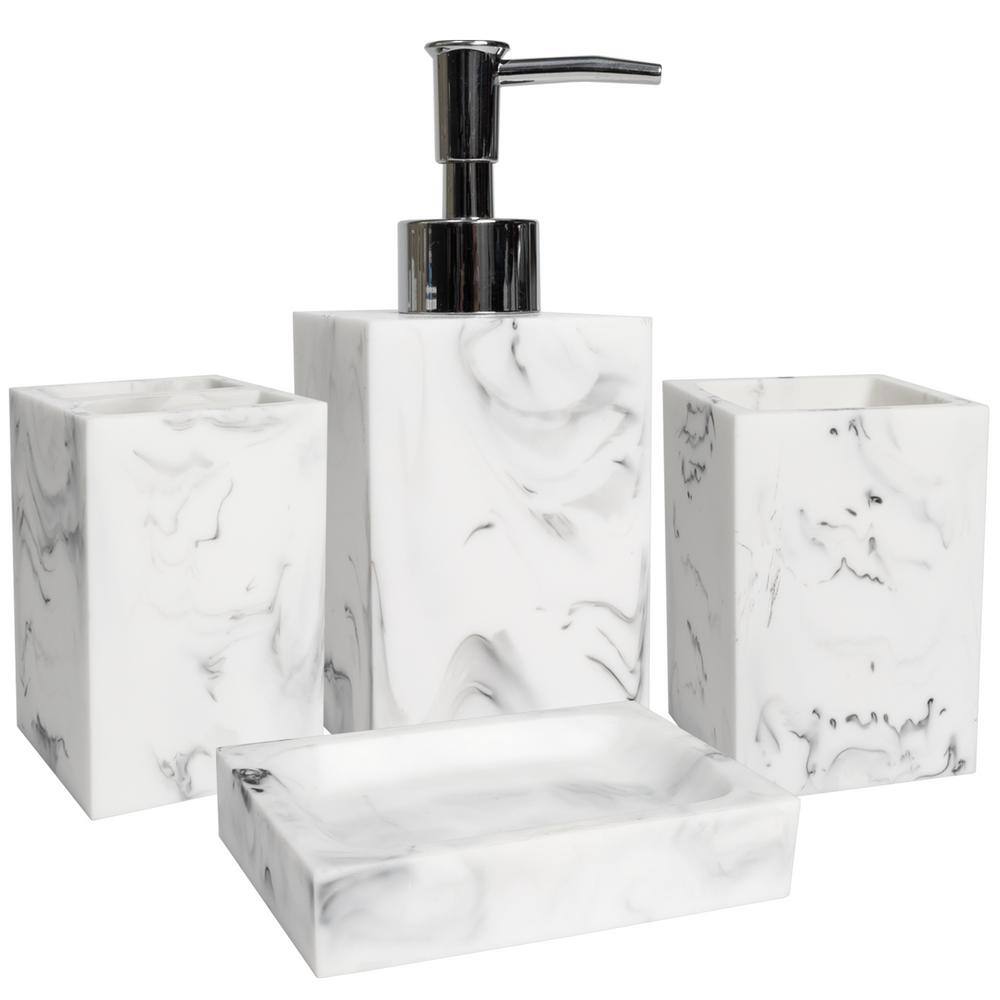 Plaza 4-Piece Bathroom Accessory Set with Soap Pump, Tumbler, Toothbrush Holder and Soap Dish price history on PriceWatchPro