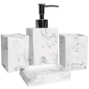Plaza 4-Piece Bathroom Accessory Set with Soap Pump, Tumbler, Toothbrush Holder and Soap Dish