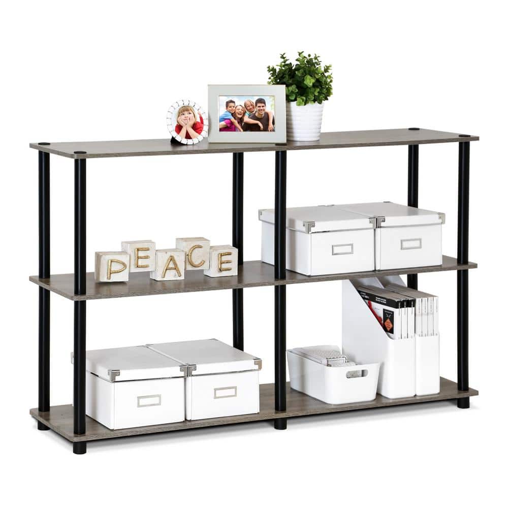 Turn-N-Tube Black Wood 3-Tier Freestanding Bookshelf