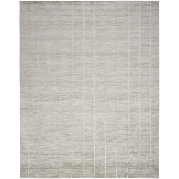 Nourison Serenity Home Light Grey 5 ft. x 7 ft. Linear Contemporary Area Rug