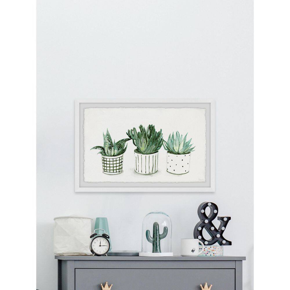 Green Patterned Pots Framed Canvas Print, 8" x 12"