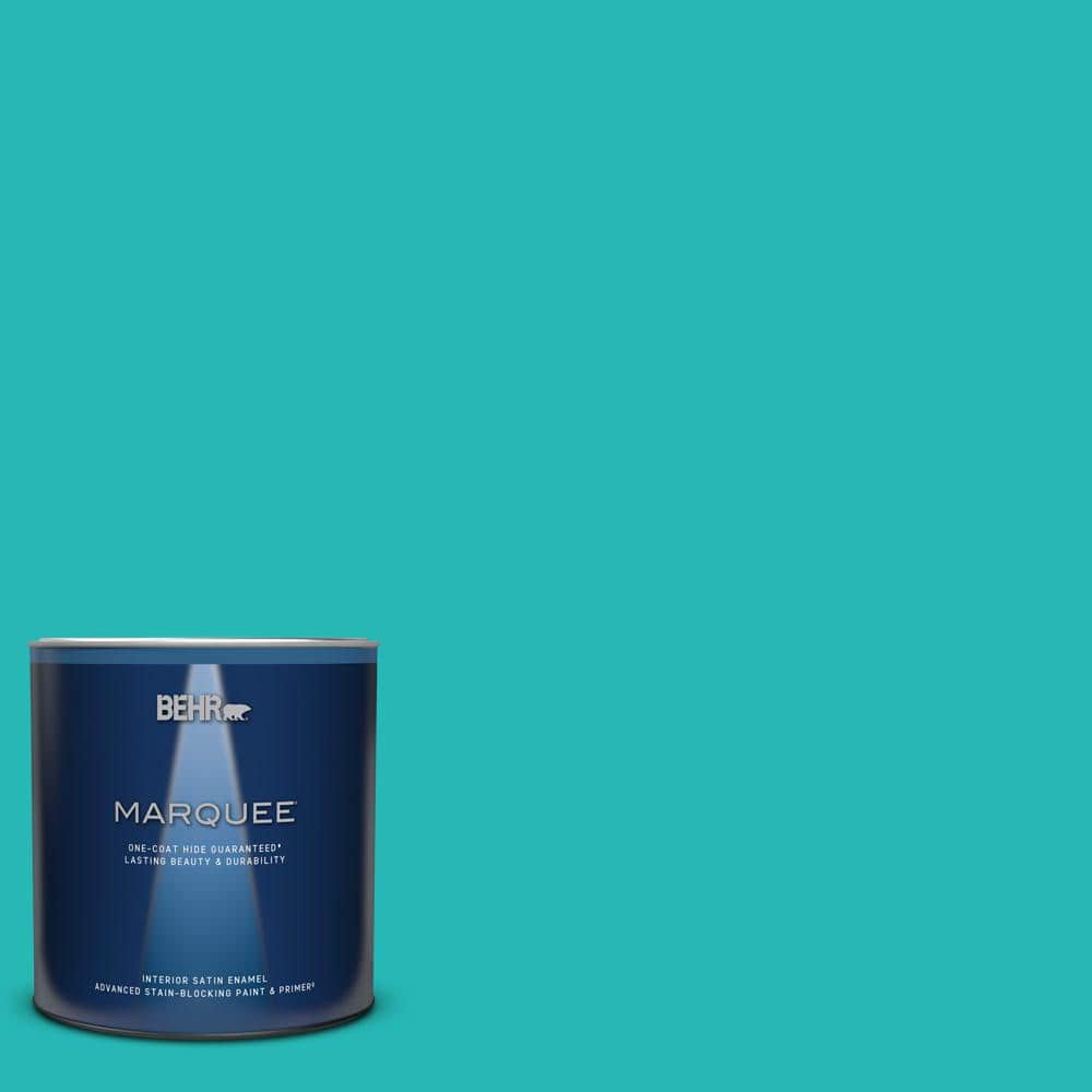 BEHR MARQUEE 1 gal. #MQ4-21 Caicos Turquoise One-Coat Hide Satin Enamel Interior Paint & Primer