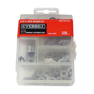 Zinc-Plated Flat and Lock Washer Kit (320-Piece)