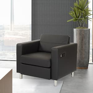 Atlantic Dillon Black Fabric Chair with Single Charging Station