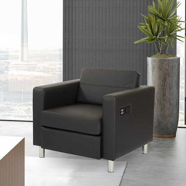 OSP Home Furnishings Atlantic Dillon Black Fabric Chair with Single Charging Station