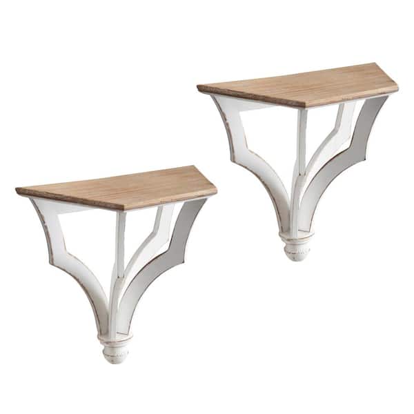 Corbett 13 in. x 12 in. x 6 in. Rustic Brown/White Decorative Wall Shelf