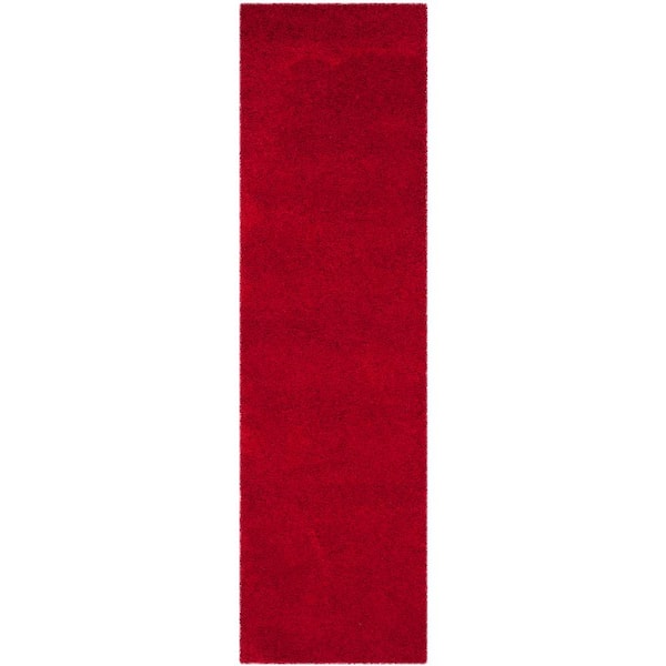 SAFAVIEH Laguna Shag Red 2 ft. x 6 ft. Solid Runner Rug