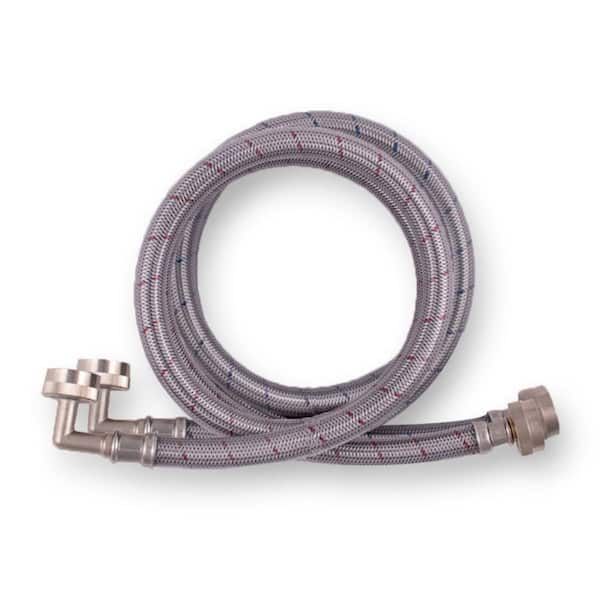 4 ft. Universal Stainless Steel Washing Machine Hose with Elbow (2-Pack)