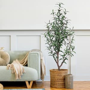 51.2 in. Green Artificial Olive Tree in Pot