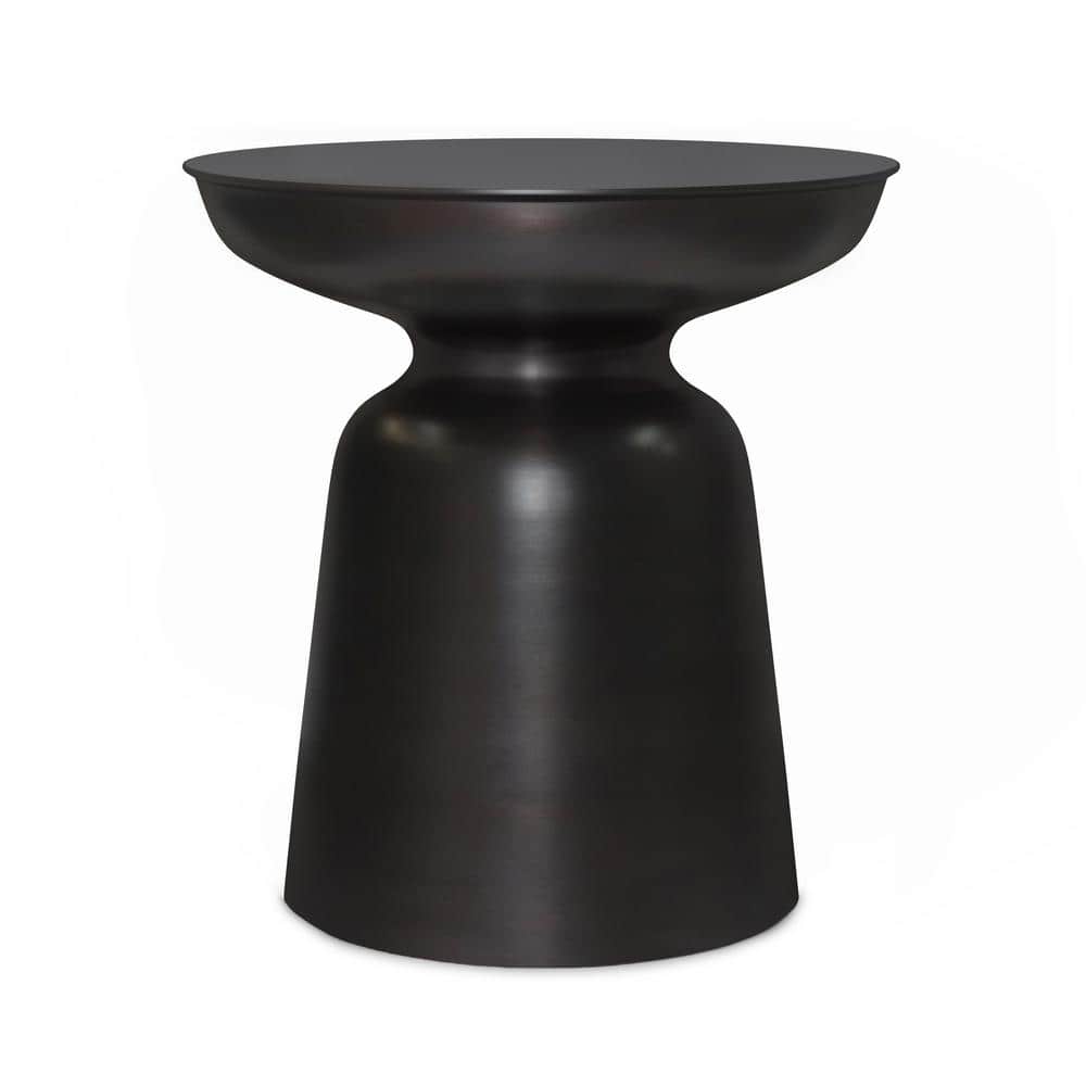 Simpli Home Toby Modern Industrial 17 in. Wide Metal Accent Side Table in Antique Copper, Fully