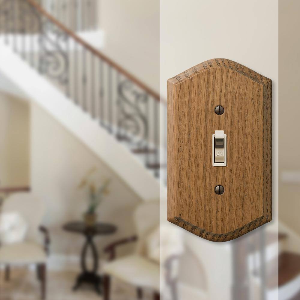 Amerelle Medium Oak 1-Gang Wood Toggle Wall Plate