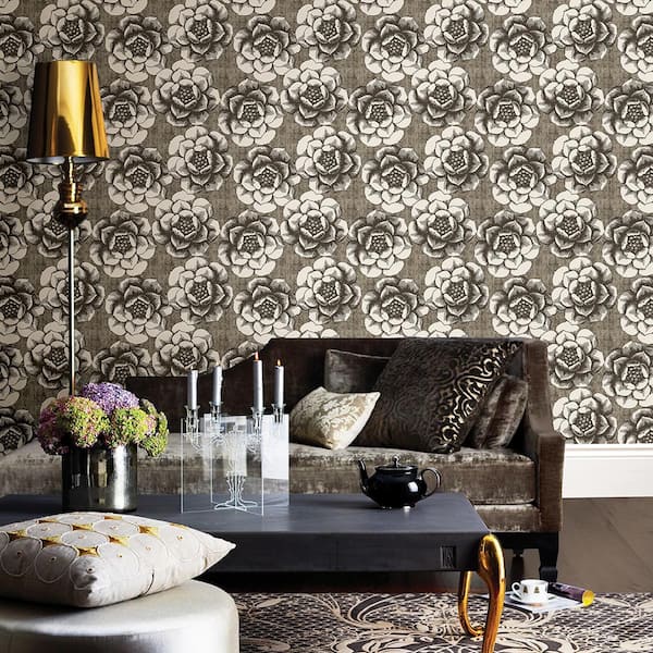 Fanciful Brown Floral Brown Wallpaper Sample