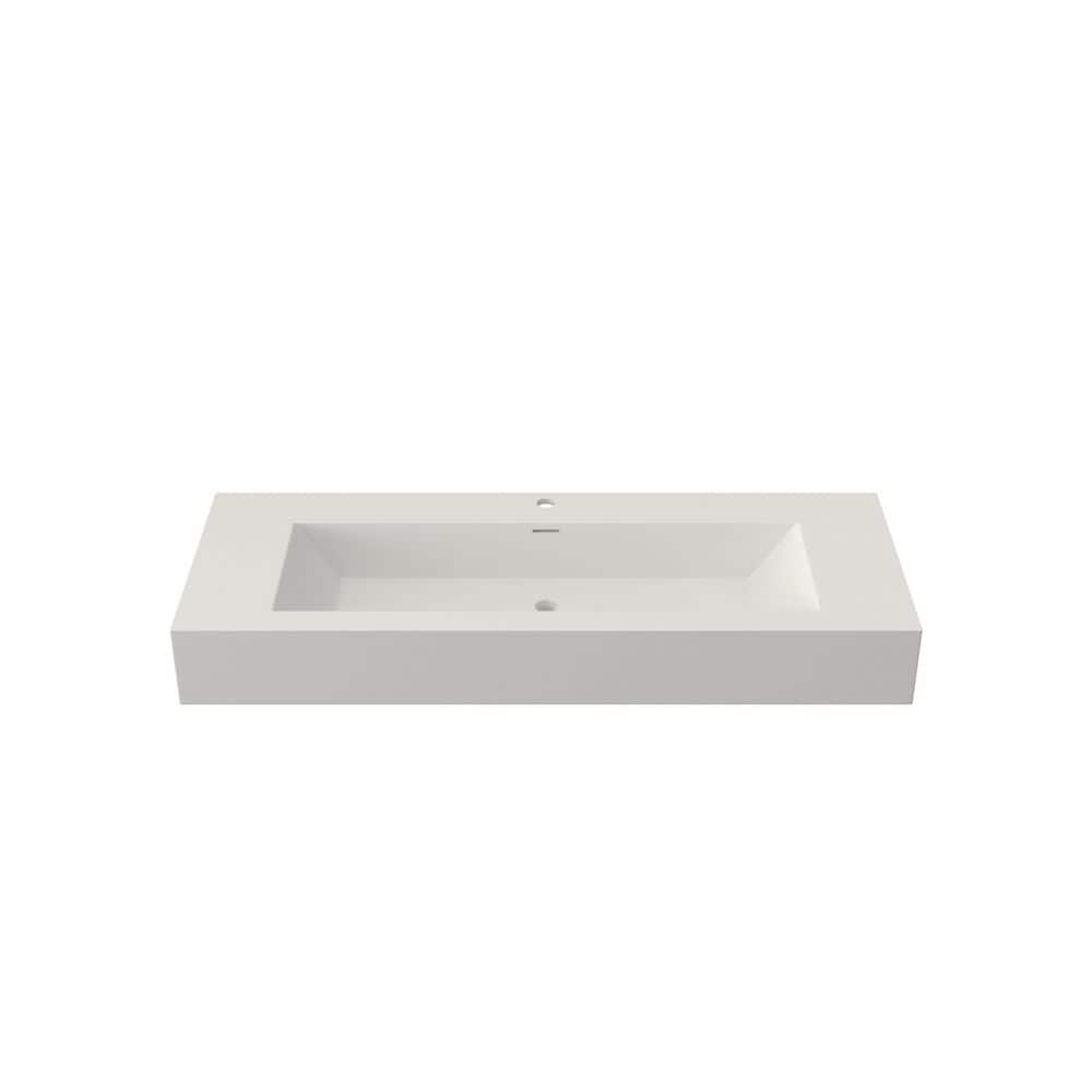 48 in. x 18 in. Drop-In Solid Surface Bathroom Sink in Matte White with Single Faucet Hole price history on PriceWatchPro