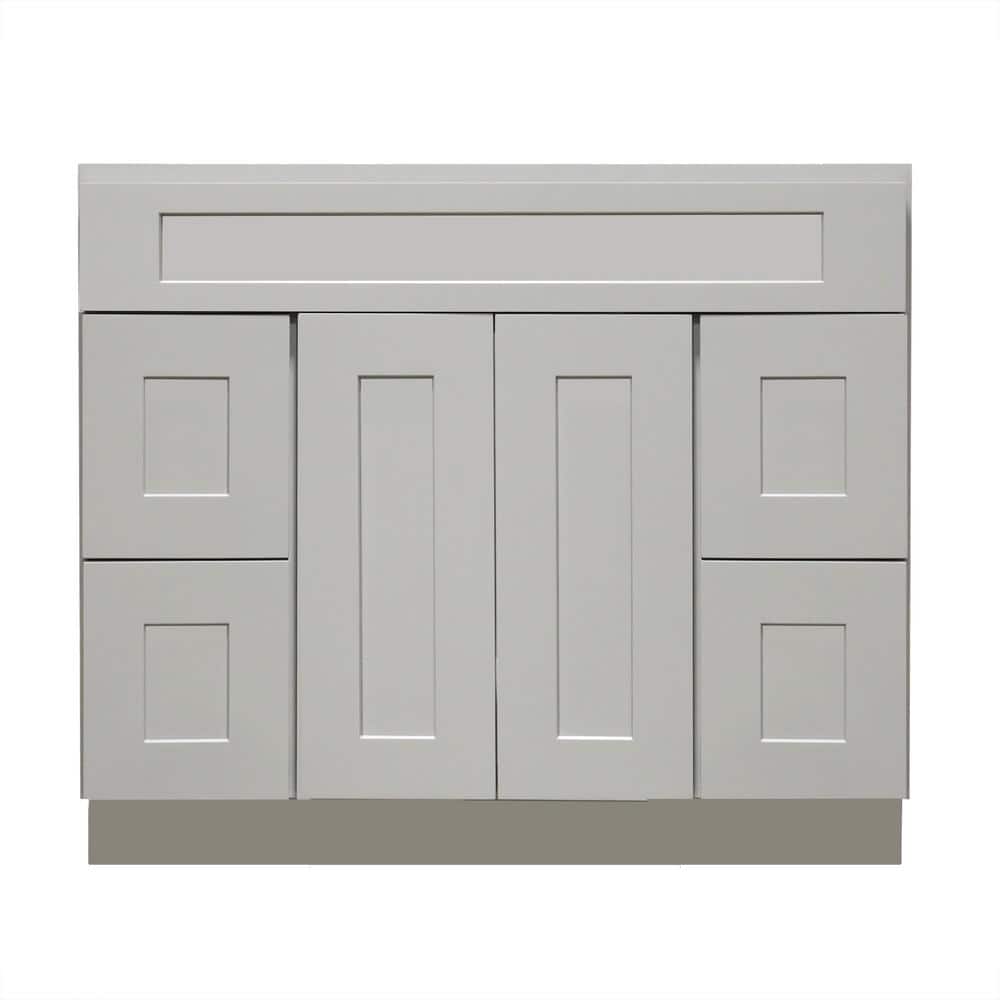 Ready to Assemble Shaker 48 in. W x 21 in. D x 34.5 in. H Vanity Cabinet with 2-Doors and 4-Drawers in Gray price history on PriceWatchPro