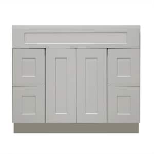 Ready to Assemble Shaker 48 in. W x 21 in. D x 34.5 in. H Vanity Cabinet with 2-Doors and 4-Drawers in Gray