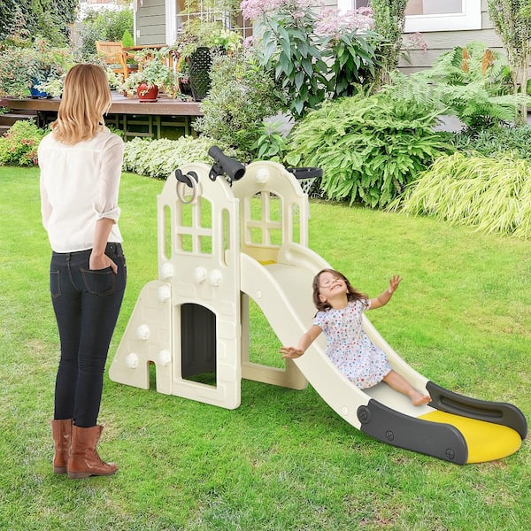 Costway 6-In-1 Large Yellow 6.25 ft. Slide for Kids Toddler