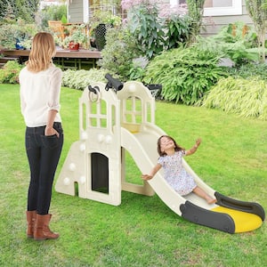 6-In-1 Large Yellow 6.25 ft. Slide for Kids Toddler Climber Slide Playset w/Basketball Hoop