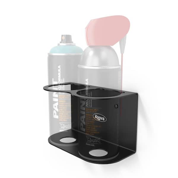 KOOVA 3.3 in. x 6.2 in. x 3.7 in. Black Steel Garage Wall Shelf Two Spray Can Holder