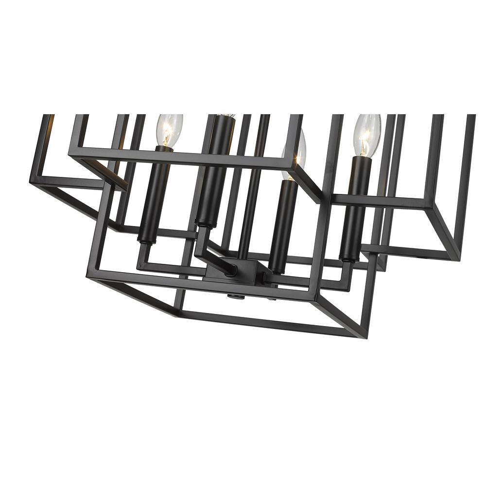 Titania Matte Black Geometric Steel 4-Light Pendant