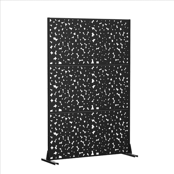 Dovelina 72 in. Ernie Metal Outdoor Garden Fence Privacy Screen Garden Screen Panels in Black