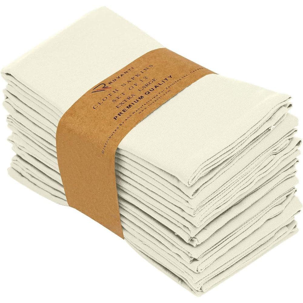 Afoxsos 18 in. x 18 in. Ivory Cotton Blend Table Cloth