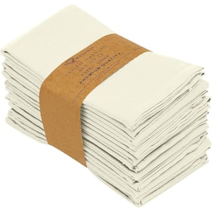 18 in. x 18 in. Ivory Cotton Blend Table Cloth Napkin, Set of 12