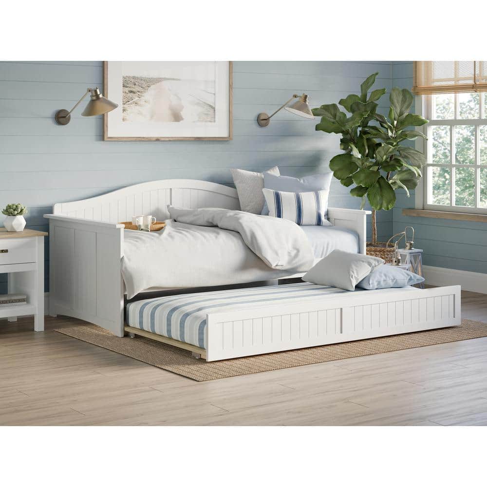 Nantucket White Twin Wood Daybed with Trundle and Storage