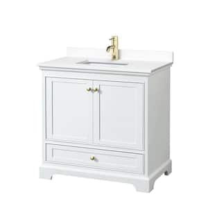 Deborah 36 in. W x 22 in. D x 35 in. H Single Sink Bath Vanity in White with White Cultured Marble Top