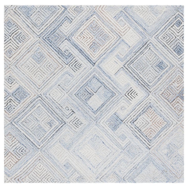 Micro-Loop 5 ft. x 5 ft. Natural/Gray Gradient Diamond Square Area Rug