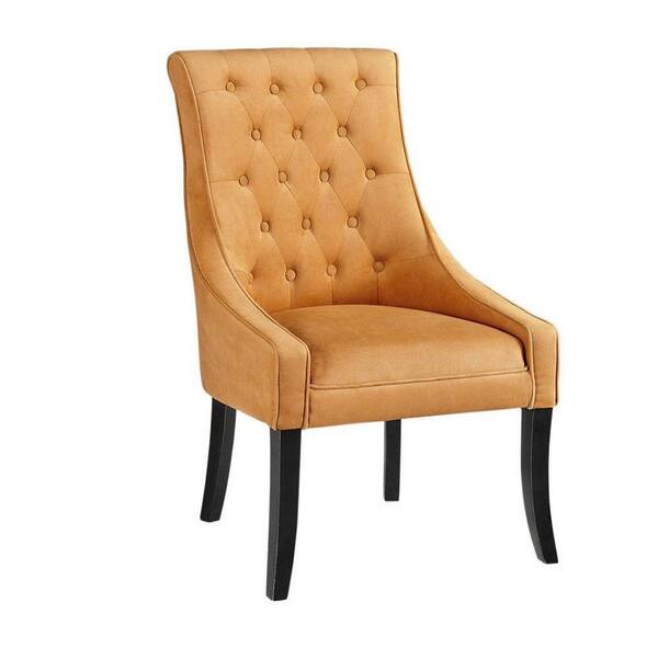 Unbranded Pamela Solid Velvet Orange Linen Tufted Chair