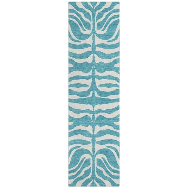 Chantille Machine Washable Indoor/Outdoor Abstract ACN1042 Teal 2 ft. 3 in. x 7 ft. 6 in. Area Rug