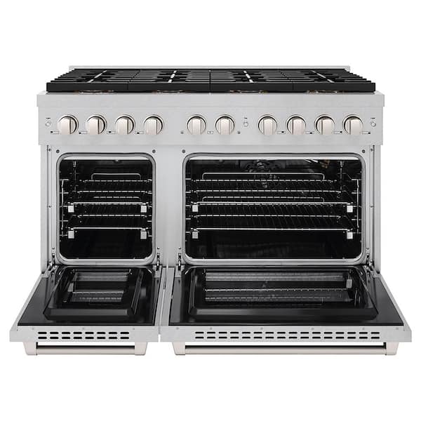 48 in. 6.7 cu. ft. Paramount Gas Range with 8-Burner DuoPro Cooktop and Dual Ovens in Satin Stainless Steel