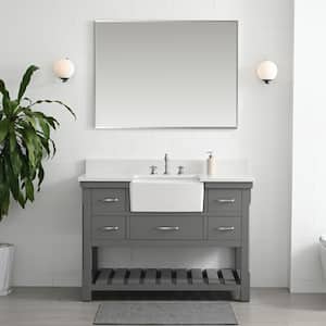 Wesley 48 in. W x 22 in. D Bath Vanity in Gray with Engineered Stone Vanity Top in Ariston White with White Sink