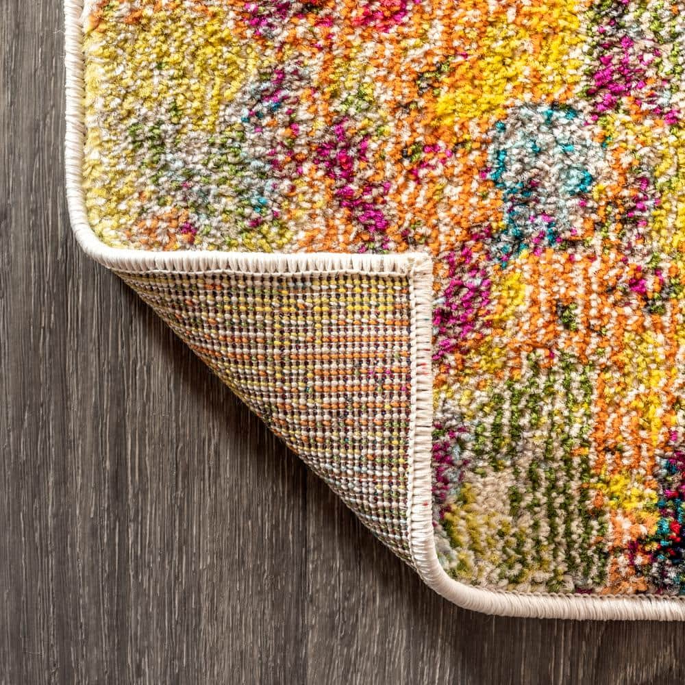 Multi/Yellow Abstract Flat Woven Reversible Area Rug