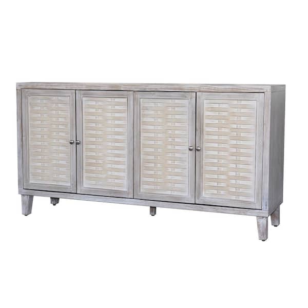 XUJMK 60 in. W x 16 in. D x 32 in. H Gray Linen Cabinet, Farmhouse Accent Cabinet, Kitchen Storage Cabinet for Living Room
