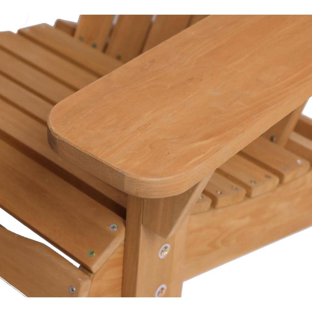 Natural Wood Adirondack Chair with Cup Holder