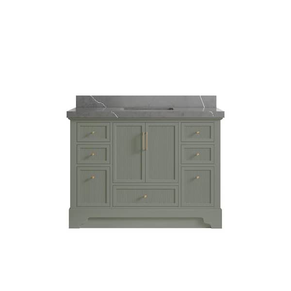 Willow Collections Alys 48 in. W x 22 in. D x 36 in. H Single Sink Bath Vanity in Evergreen with 2" Piatra Quartz Top