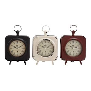 Multi Colored Metal Analog Clock with Ring Top (Set of 3)