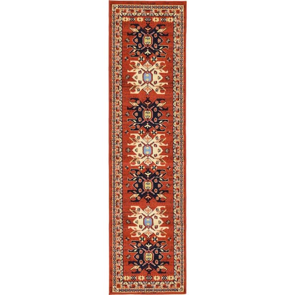 Unique Loom Oasis Taftan Rug Terracotta/Cream 2' 7 x 10' Runner