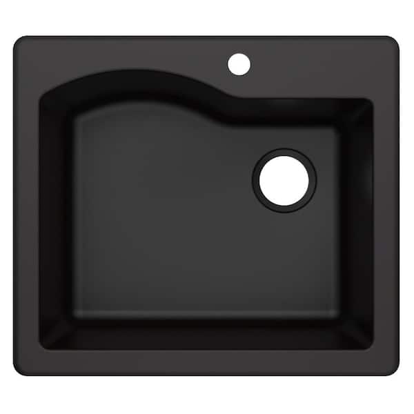 KRAUS Quarza 25 Dual Mount Single Bowl Granite Kitchen Sink in Black KGD441BLACK The Home Depot