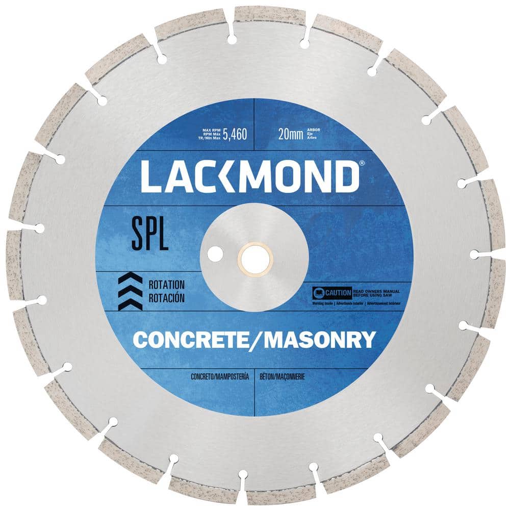 Lackmond SPL Series Dry Cut Diamond Blade for Cured Concrete 12 in. x 0.125  x 20 mm SG12SPL12520 The Home Depot