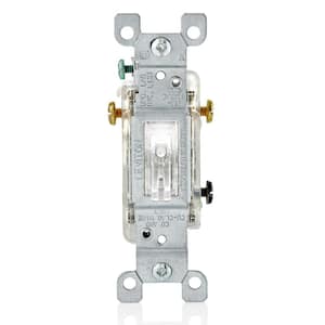 15 Amp 120-Volt Toggle LED Illuminated 3-Way Switch Residential Grade Grounding, Clear