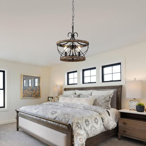 Oaks Aura Chica 3 Light 13 in. Weathered Wood Farmhouse Chandelier