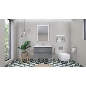 Bohemia 36 in. W Bath Vanity in Cement Gray with Reinforced Acrylic Vanity Top in White with White Basin