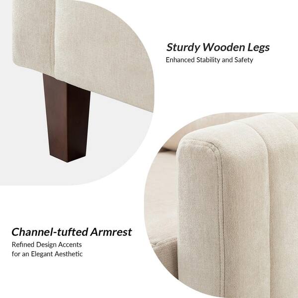 JAYDEN CREATION Ismenus Ivory Upholstered Mid Century Modern