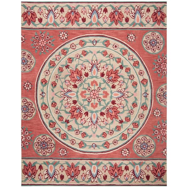 Bellagio 9 ft. x 12 ft. Red/Beige Floral Area Rug