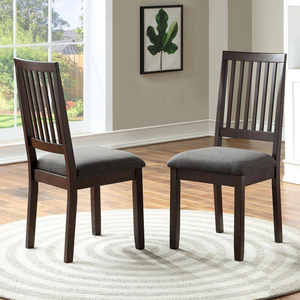 Yorktown Espresso 7-Piece Dining Set with Gray Tweed Chairs