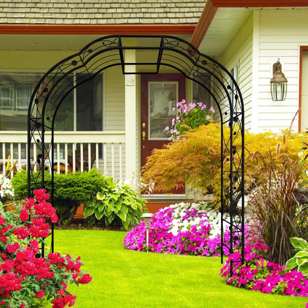 アイアンアーチ 98.4 in. x 74.4 in. Garden Arbor,Metal Garden Arch,Decor Garden