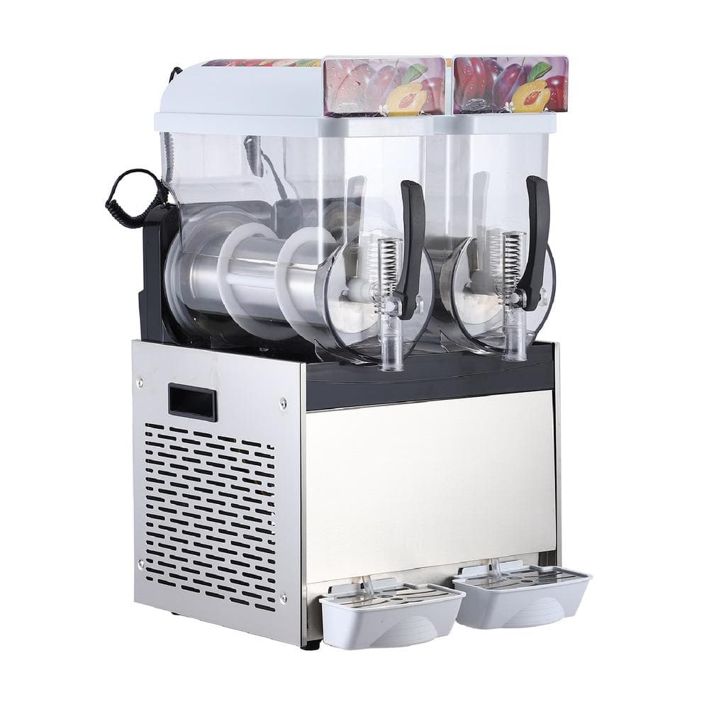 700v Commercial Slushy Machine 15L x 2 Double Bowl Frozen Drink Machine Dessert Specialty Appliance in White